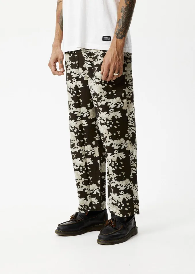 Men Jeans and Pants Afends AFENDS Mens Ninety Eights 8211 Baggy Elastic Waist Pants 8211 Earth Camo