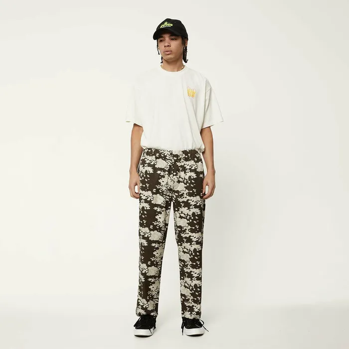 Men Jeans and Pants Afends AFENDS Mens Ninety Eights 8211 Baggy Elastic Waist Pants 8211 Earth Camo
