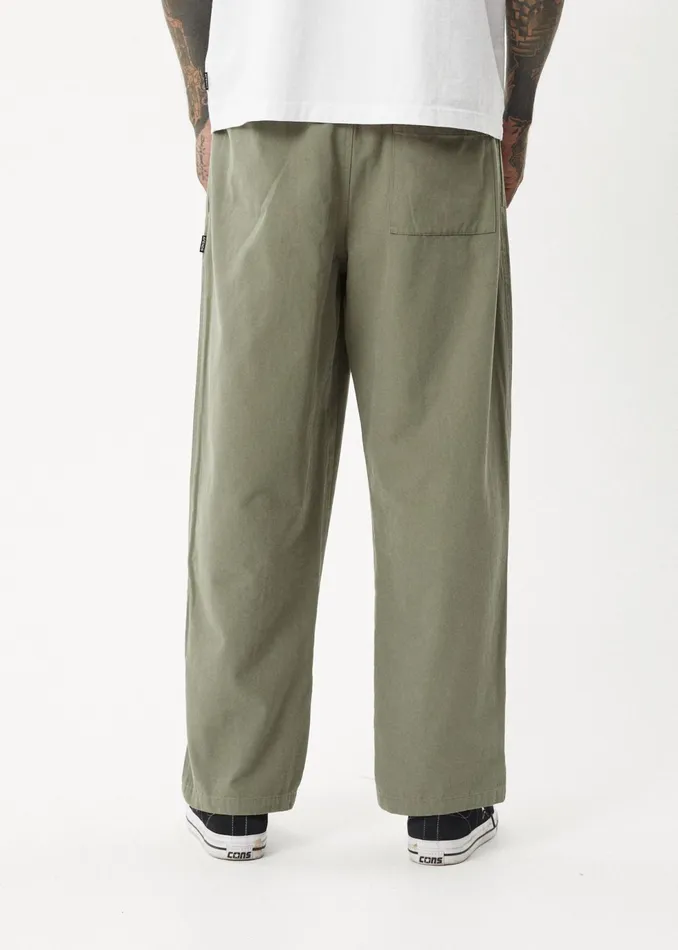 Men Jeans and Pants Afends AFENDS Mens Ninety Eights 8211 Baggy Elastic Waist Pants 8211 Olive