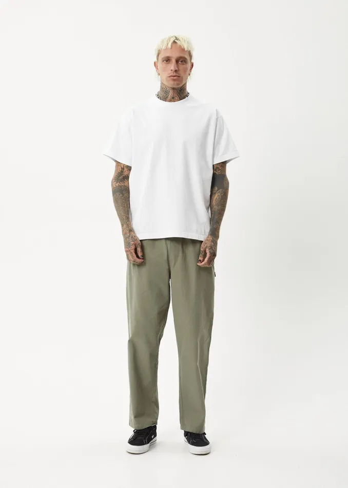 Men Jeans and Pants Afends AFENDS Mens Ninety Eights 8211 Baggy Elastic Waist Pants 8211 Olive