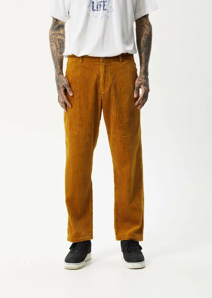 Men Jeans and Pants Afends AFENDS Mens Waterfall Ninety Twos 8211 Corduroy Relaxed Pants 8211 Mustard