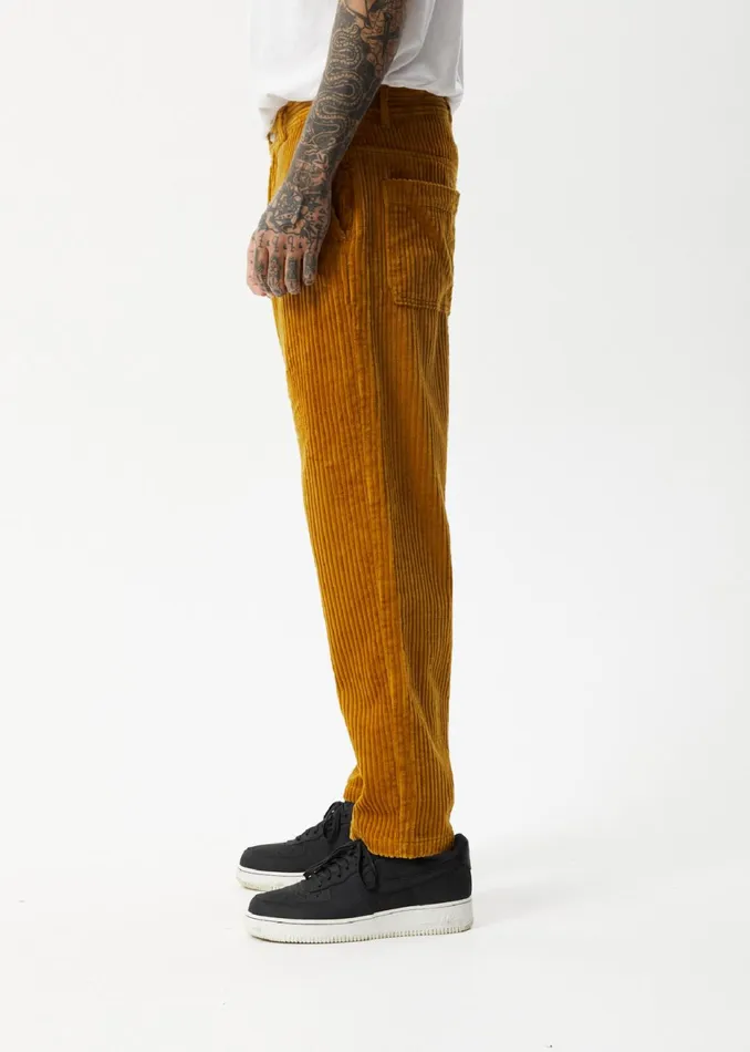 Men Jeans and Pants Afends AFENDS Mens Waterfall Ninety Twos 8211 Corduroy Relaxed Pants 8211 Mustard