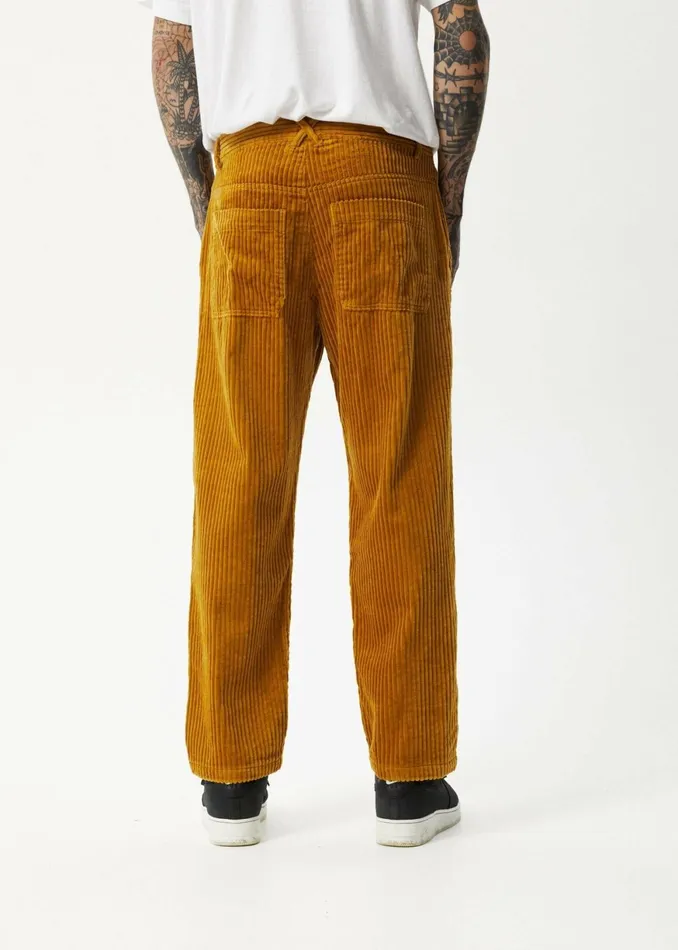 Men Jeans and Pants Afends AFENDS Mens Waterfall Ninety Twos 8211 Corduroy Relaxed Pants 8211 Mustard