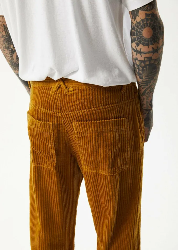 Men Jeans and Pants Afends AFENDS Mens Waterfall Ninety Twos 8211 Corduroy Relaxed Pants 8211 Mustard