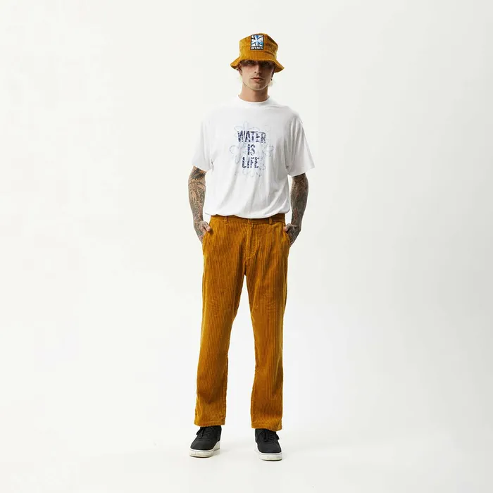 Men Jeans and Pants Afends AFENDS Mens Waterfall Ninety Twos 8211 Corduroy Relaxed Pants 8211 Mustard