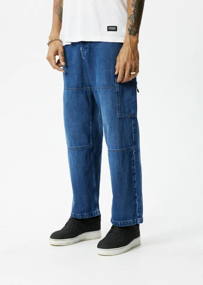 Men Jeans and Pants Afends Richmond 8211 Men039s Hemp Denim Baggy Workwear Jeans 8211 Authentic Blue 8211 AFENDS
