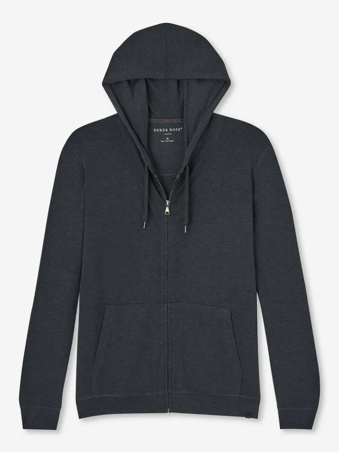 Men Jersey Hoodie Marlowe Micro Modal Anthracite Derek Rose Hooded Tops
