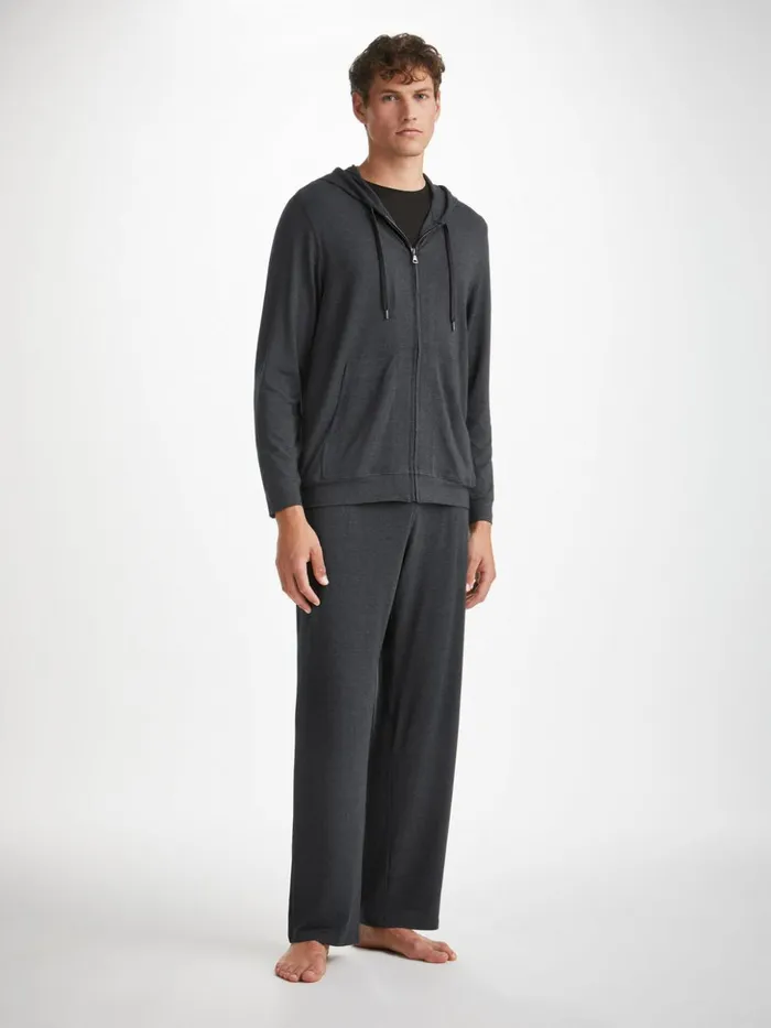 Men Jersey Hoodie Marlowe Micro Modal Anthracite Derek Rose Hooded Tops
