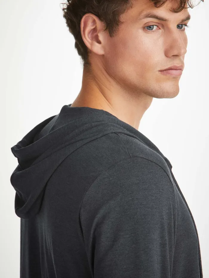 Men Jersey Hoodie Marlowe Micro Modal Anthracite Derek Rose Hooded Tops