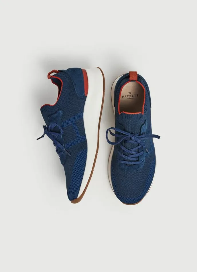 Men Knit Design Trainers Navy Hackett London Trainers