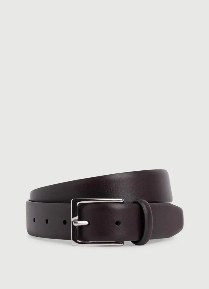 Men Leather Belt Dark Brown Hackett London Belts