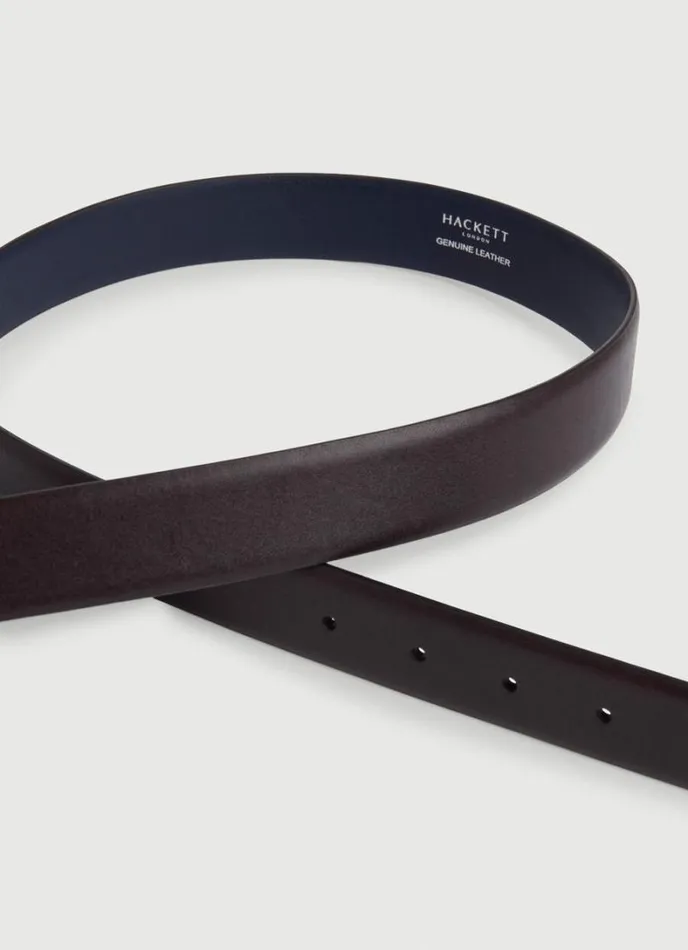 Men Leather Belt Dark Brown Hackett London Belts