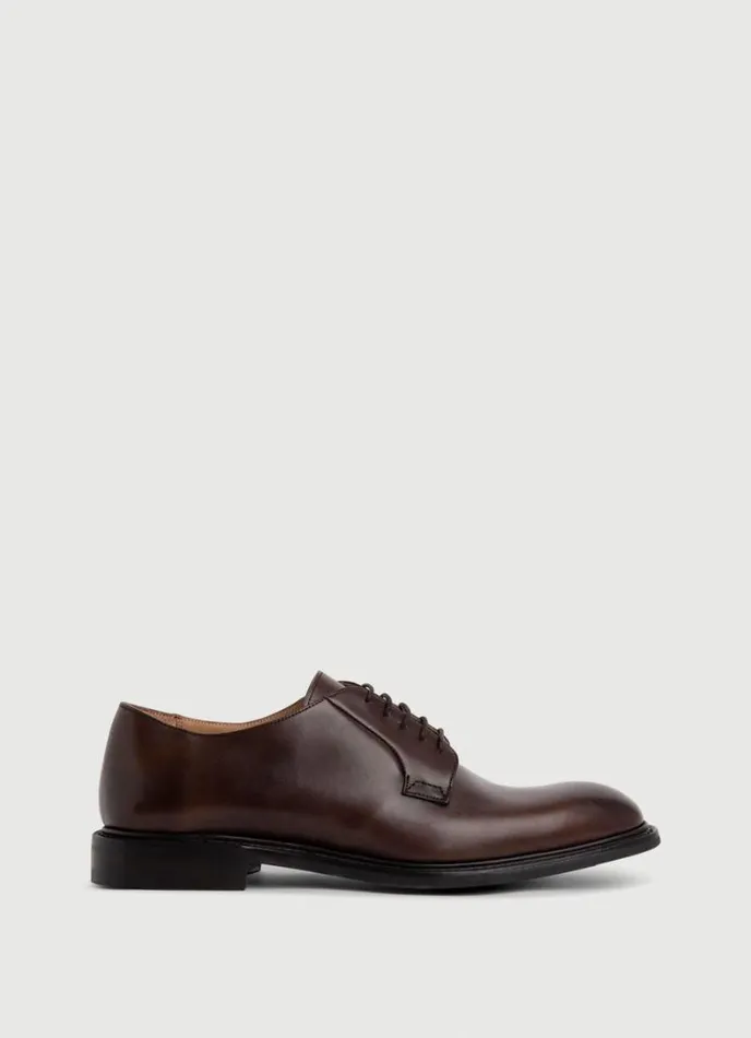Men Leather Derby Shoes Dark Brown Hackett London Hackett X Cheaney