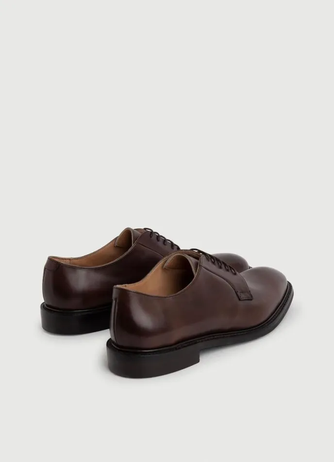 Men Leather Derby Shoes Dark Brown Hackett London Hackett X Cheaney