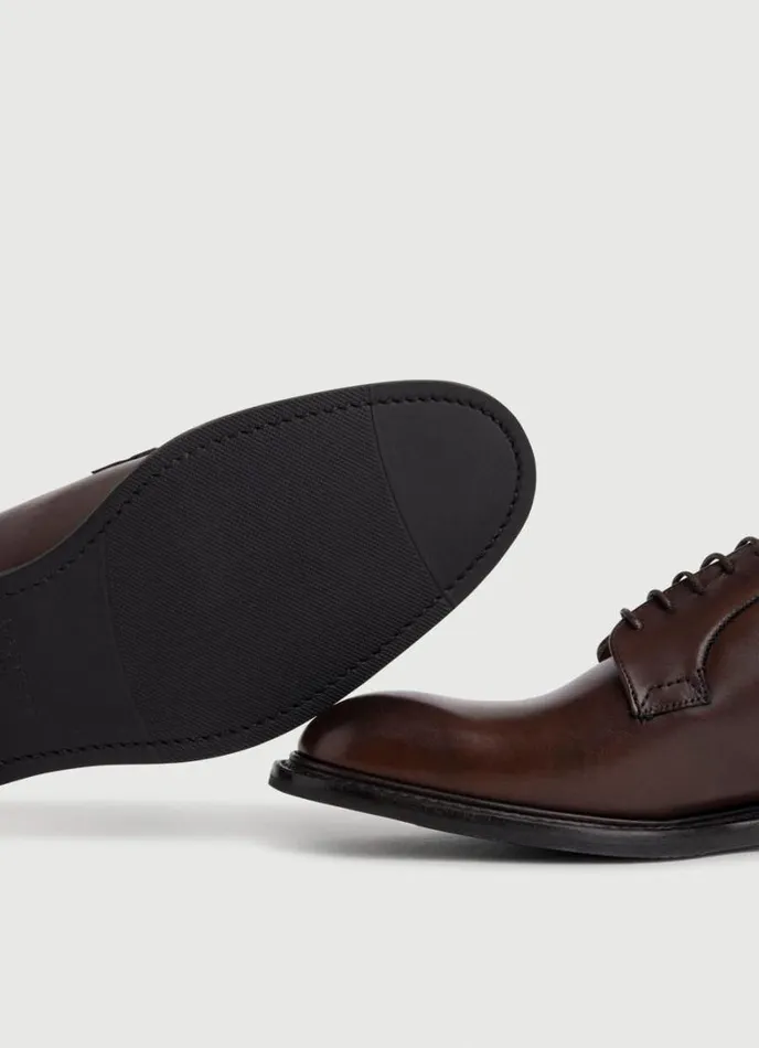 Men Leather Derby Shoes Dark Brown Hackett London Hackett X Cheaney