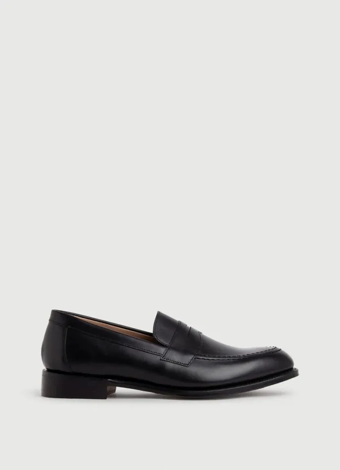 Men Leather Mask Loafers Black Hackett London Hackett X Cheaney
