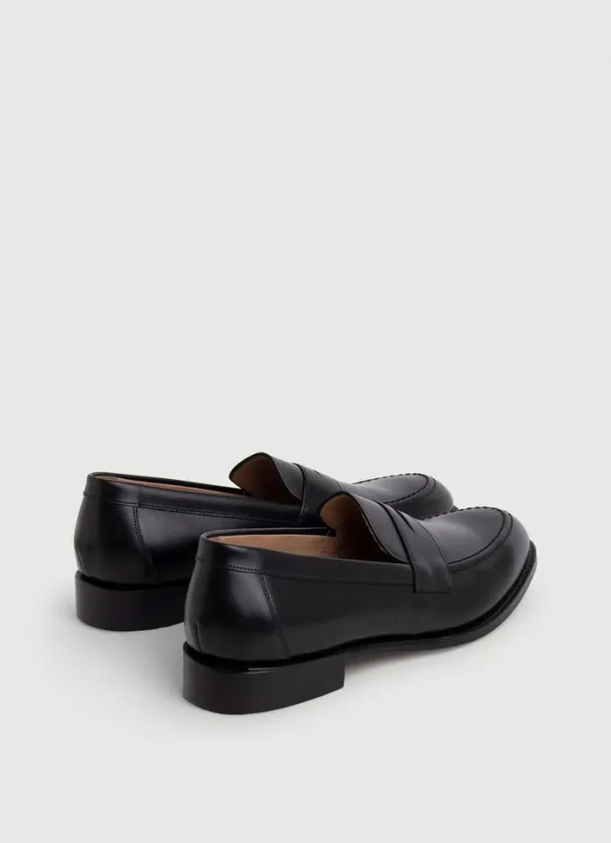 Men Leather Mask Loafers Black Hackett London Hackett X Cheaney