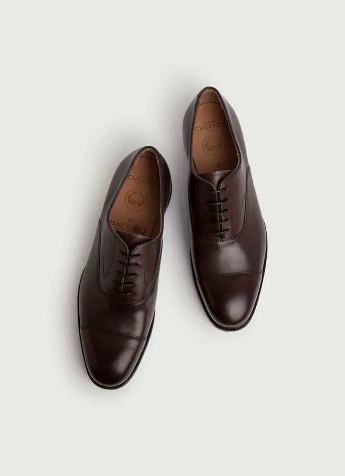 Men Leather Oxford Shoes Dark Brown Hackett London Formal Shoes