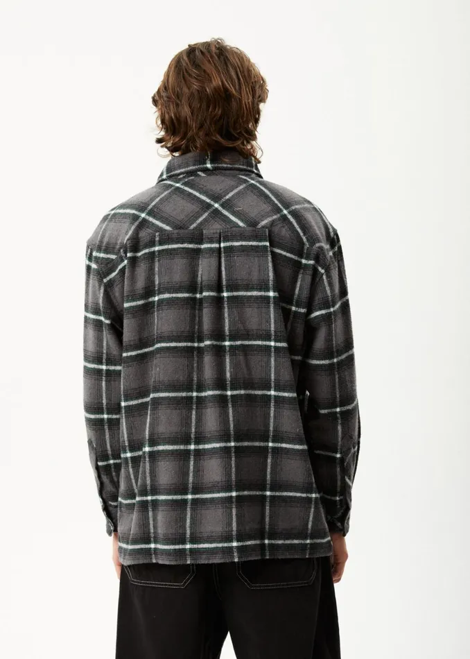 Men Long Sleeve Afends AFENDS Mens Sandstorm 8211 Flannel Long Sleeve Shirt 8211 Black Check