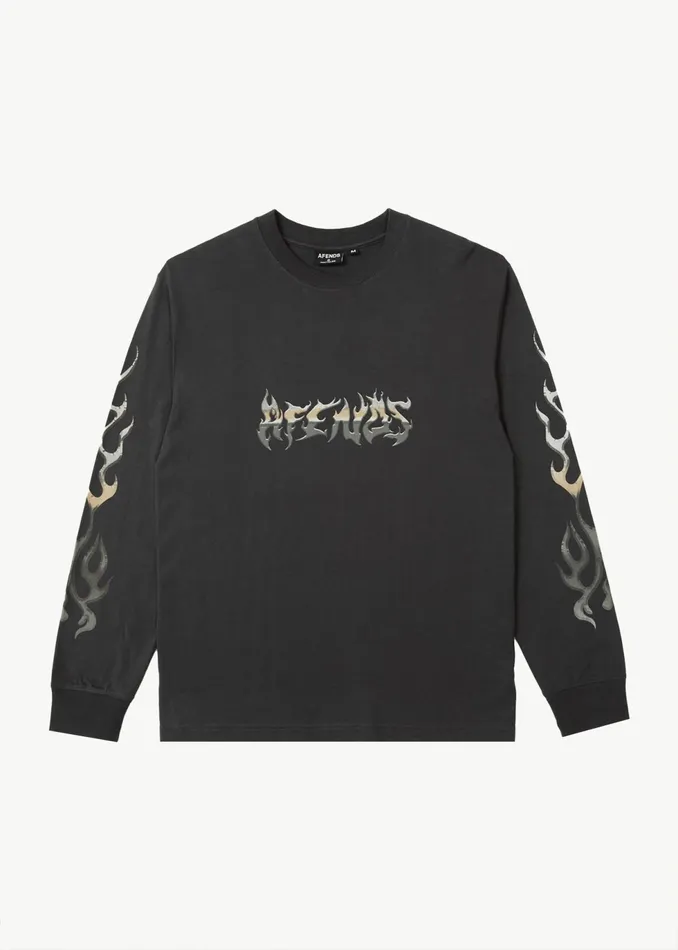 Men Long Sleeve Afends AFENDS Mens Scorched 8211 Long Sleeve Tee 8211 Charcoal