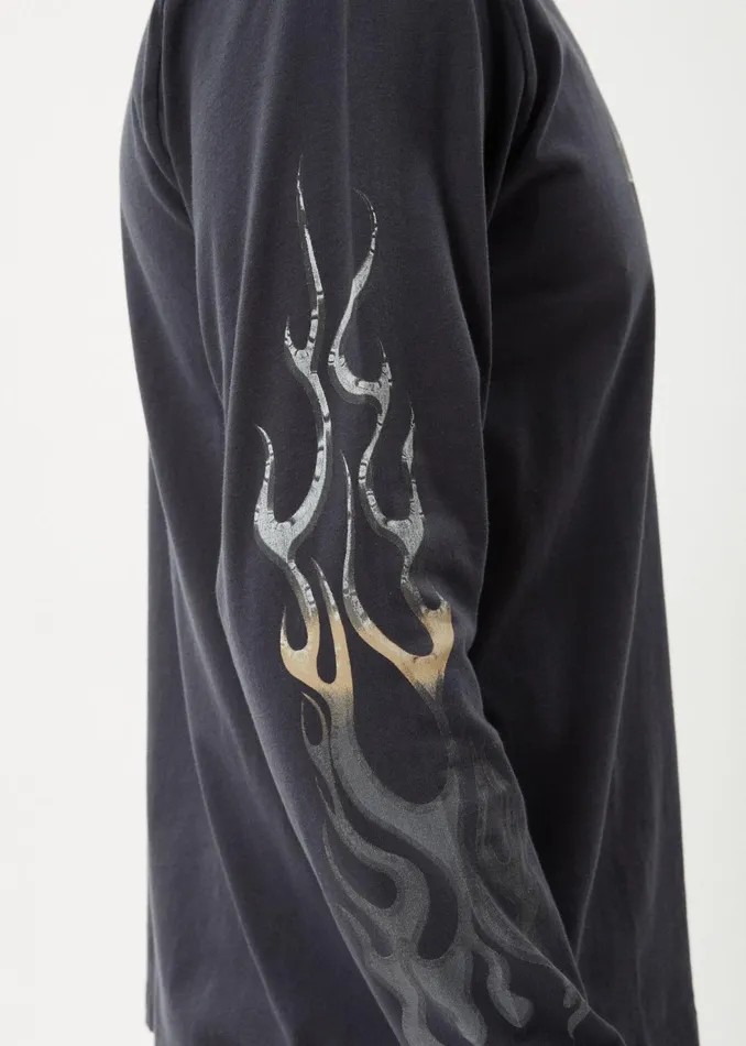 Men Long Sleeve Afends AFENDS Mens Scorched 8211 Long Sleeve Tee 8211 Charcoal