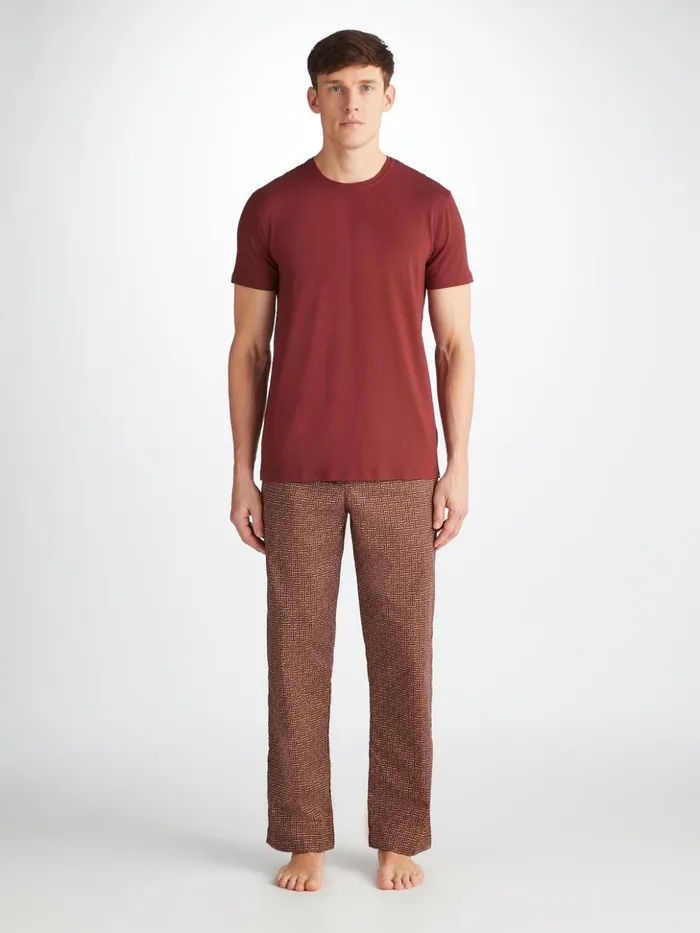 Men Lounge Pants Ledbury 72 Cotton Batiste Burgundy Derek Rose Lounge Pants