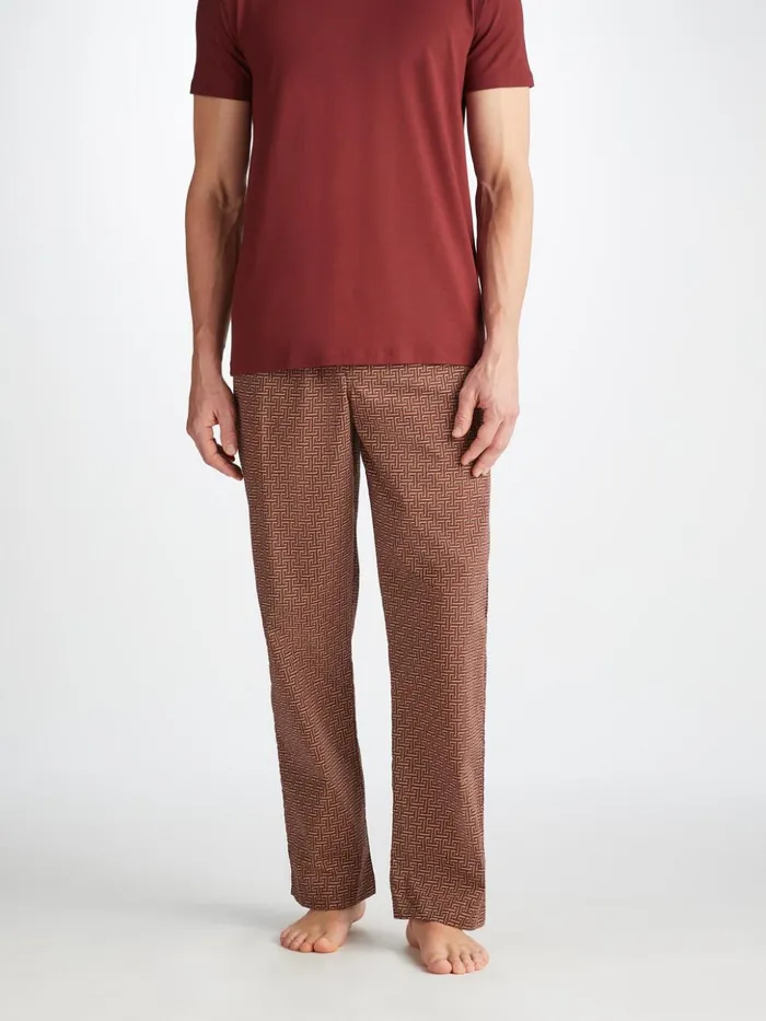 Men Lounge Pants Ledbury 72 Cotton Batiste Burgundy Derek Rose Lounge Pants