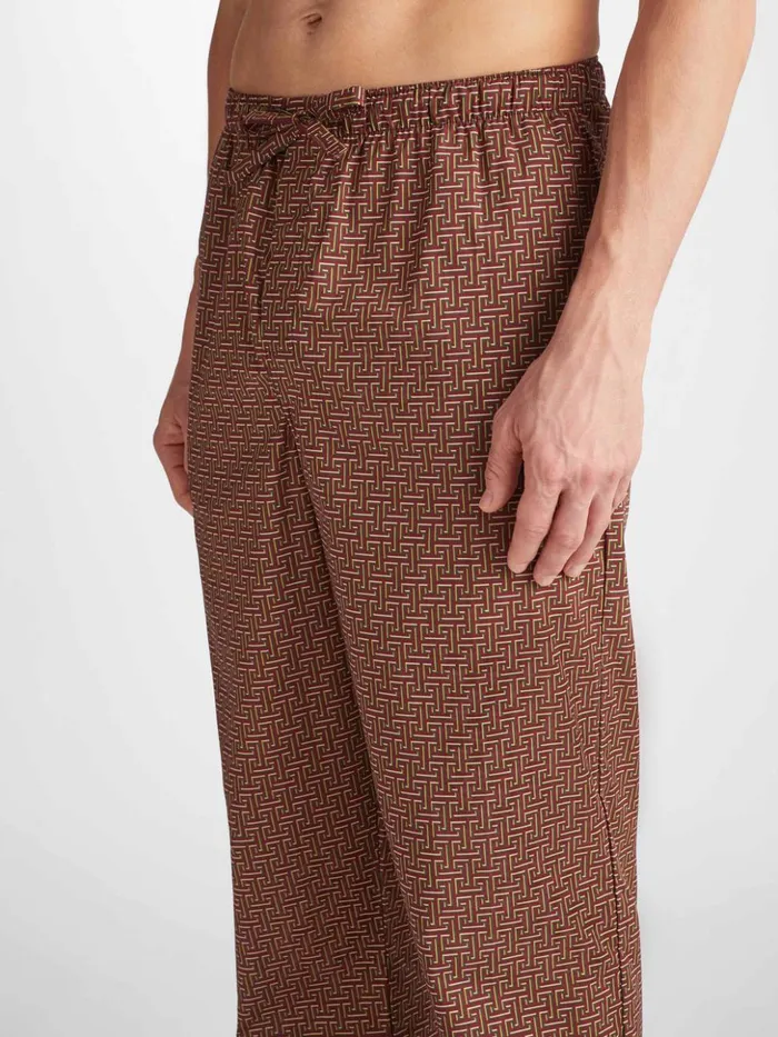 Men Lounge Pants Ledbury 72 Cotton Batiste Burgundy Derek Rose Lounge Pants