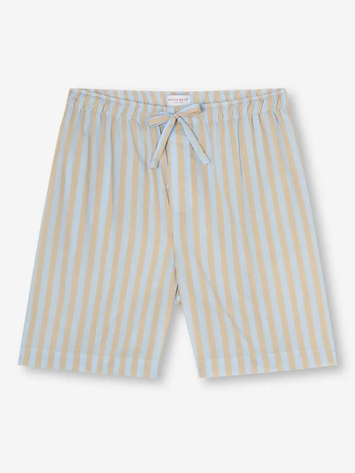 Men Lounge Shorts Amalfi 20 Cotton Batiste Blue Derek Rose Lounge Shorts