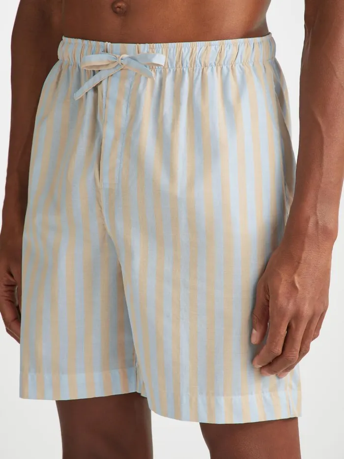 Men Lounge Shorts Amalfi 20 Cotton Batiste Blue Derek Rose Lounge Shorts
