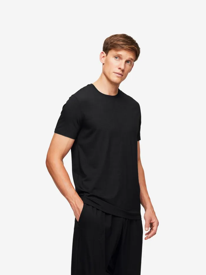 Men Lounge Shorts Basel Micro Modal Stretch Black Derek Rose Lounge Shorts