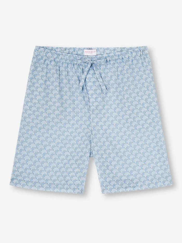 Men Lounge Shorts Ledbury 72 Cotton Batiste Blue Derek Rose Lounge Shorts