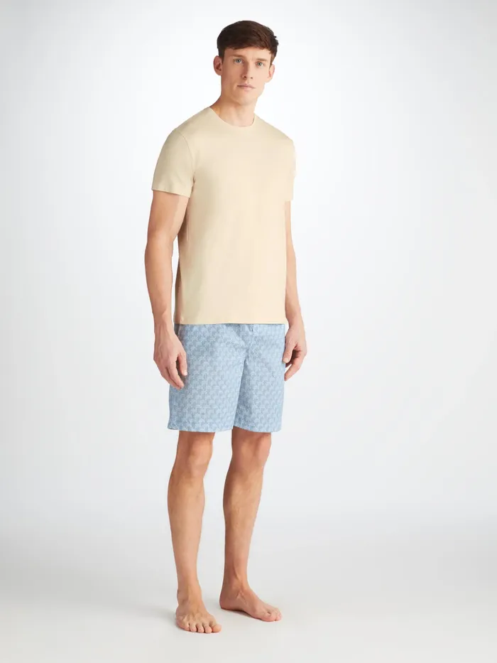 Men Lounge Shorts Ledbury 72 Cotton Batiste Blue Derek Rose Lounge Shorts
