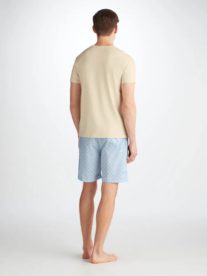Men Lounge Shorts Ledbury 72 Cotton Batiste Blue Derek Rose Lounge Shorts
