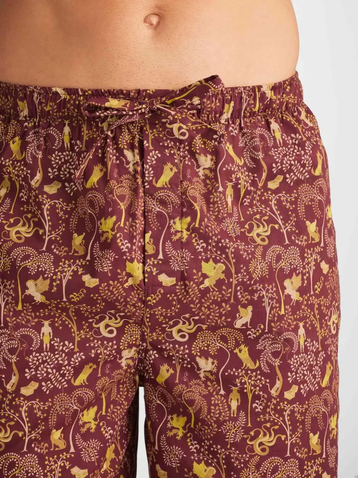 Men Lounge Shorts Ledbury 74 Cotton Batiste Burgundy Derek Rose Lounge Shorts