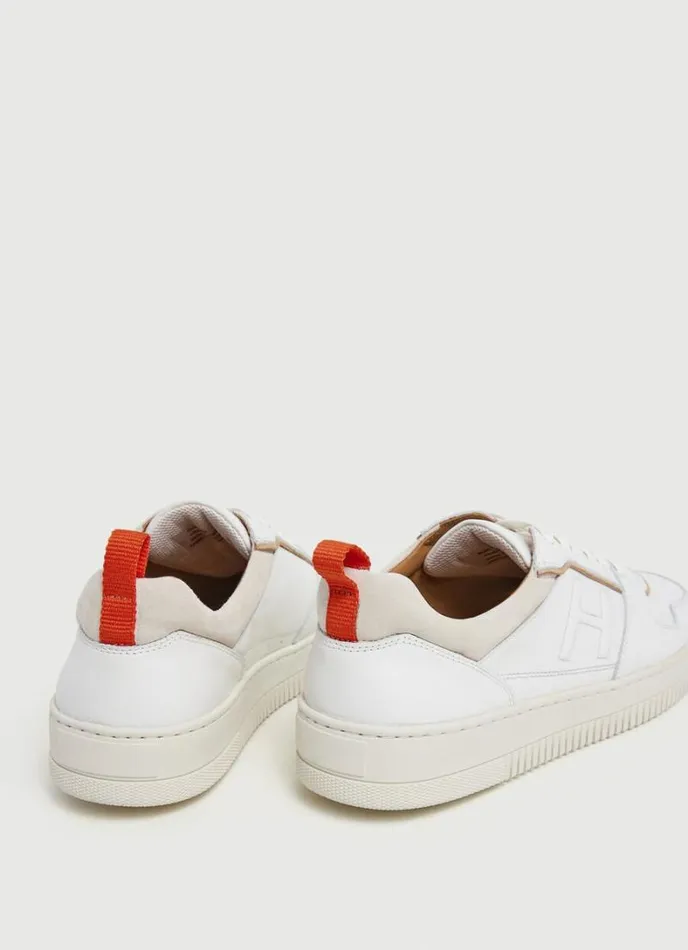 Men Microperforated Leather Trainers White Hackett London Trainers