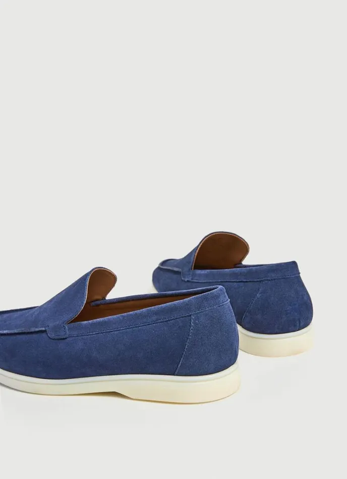 Men Minimalist Suede Moccasins Navy Hackett London Casual Shoes