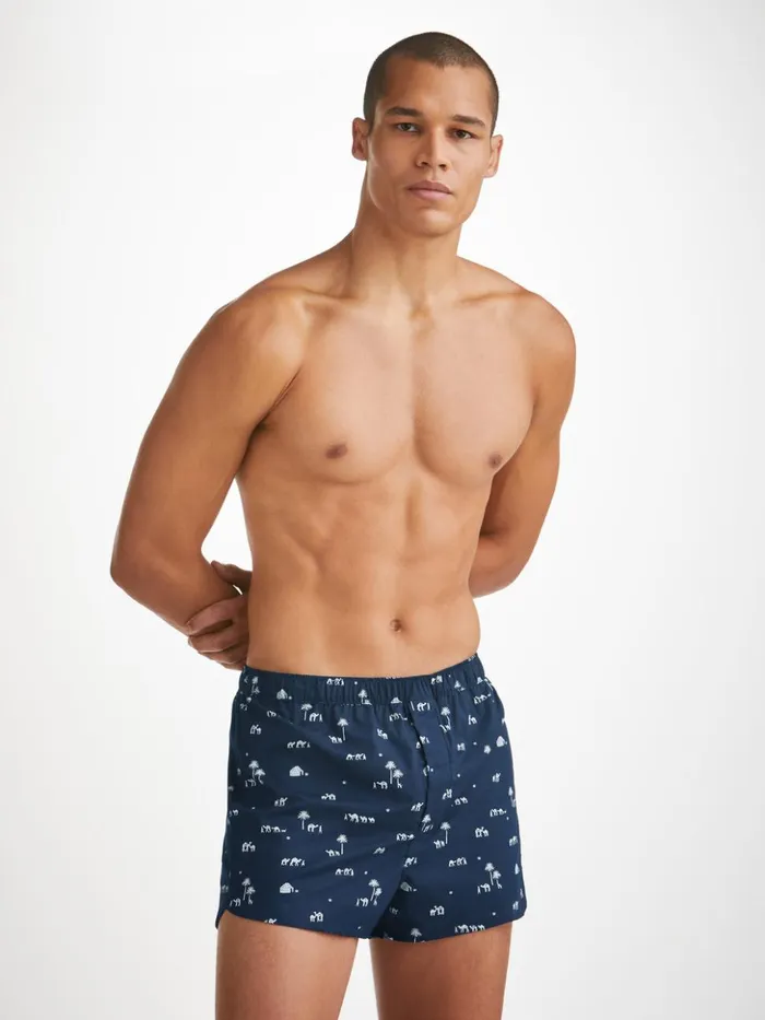 Men Modern Fit Boxers Nelson 99 Cotton Batiste Navy Derek Rose Modern Fit Boxer Shorts
