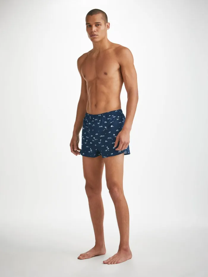 Men Modern Fit Boxers Nelson 99 Cotton Batiste Navy Derek Rose Modern Fit Boxer Shorts