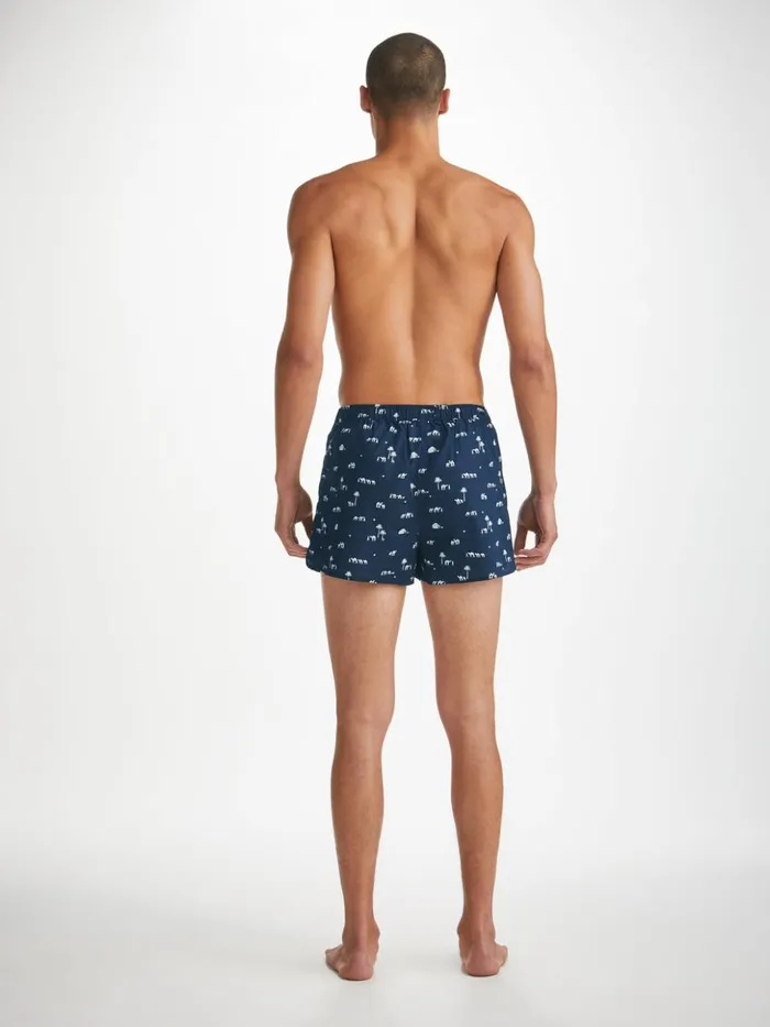 Men Modern Fit Boxers Nelson 99 Cotton Batiste Navy Derek Rose Modern Fit Boxer Shorts