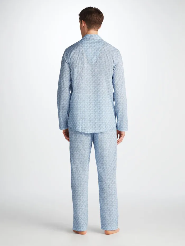 Men Modern Fit Pajamas Ledbury 72 Cotton Batiste Blue Derek Rose Cotton Pajamas