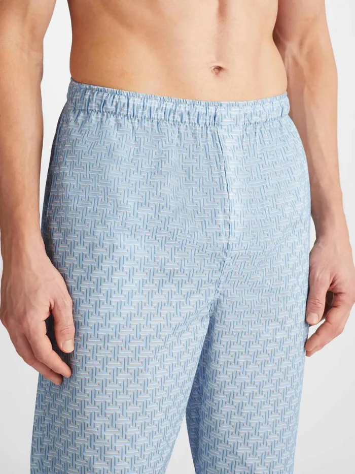 Men Modern Fit Pajamas Ledbury 72 Cotton Batiste Blue Derek Rose Cotton Pajamas