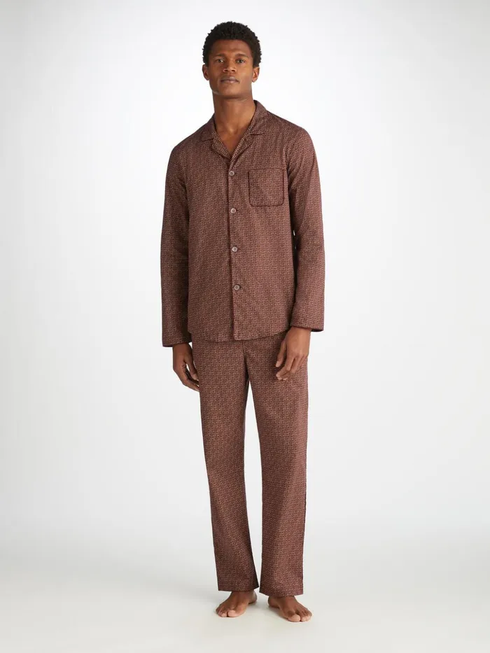 Men Modern Fit Pajamas Ledbury 72 Cotton Batiste Burgundy Derek Rose Cotton Pajamas