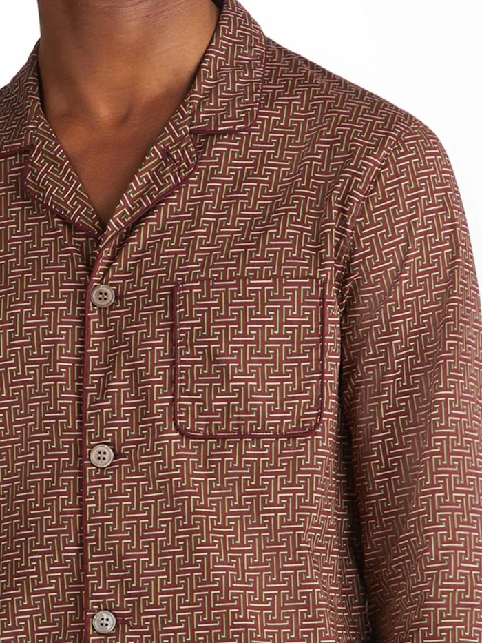 Men Modern Fit Pajamas Ledbury 72 Cotton Batiste Burgundy Derek Rose Cotton Pajamas