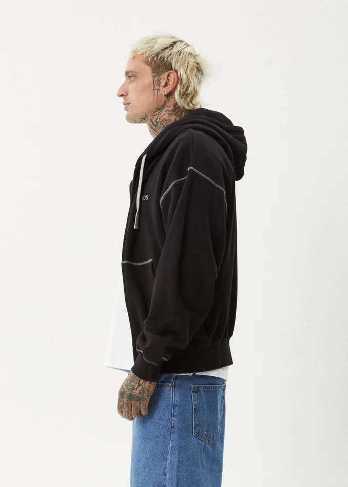 Men Outerwear Afends AFENDS Mens Burner 8211 Zip Hood 8211 Black