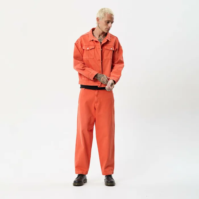 Men Outerwear Afends AFENDS Unisex Innie 8211 Unisex Denim Jacket 8211 Faded Orange