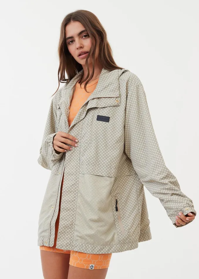 Men Outerwear Afends Anthology 8211 Unisex Unisex Recycled Nylon Anorak 8211 Cement 8211 AFENDS