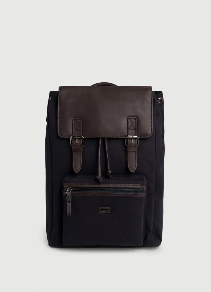 Men Oxford Cotton And Leather Rucksack Navybrown Hackett London Bags and Luggage