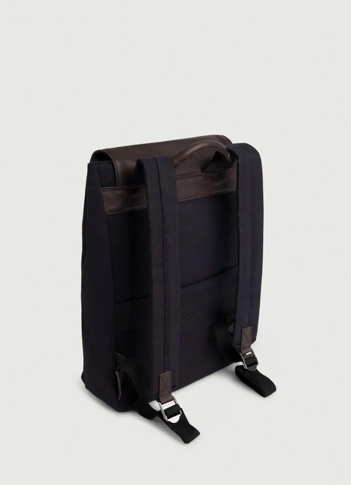 Men Oxford Cotton And Leather Rucksack Navybrown Hackett London Bags and Luggage
