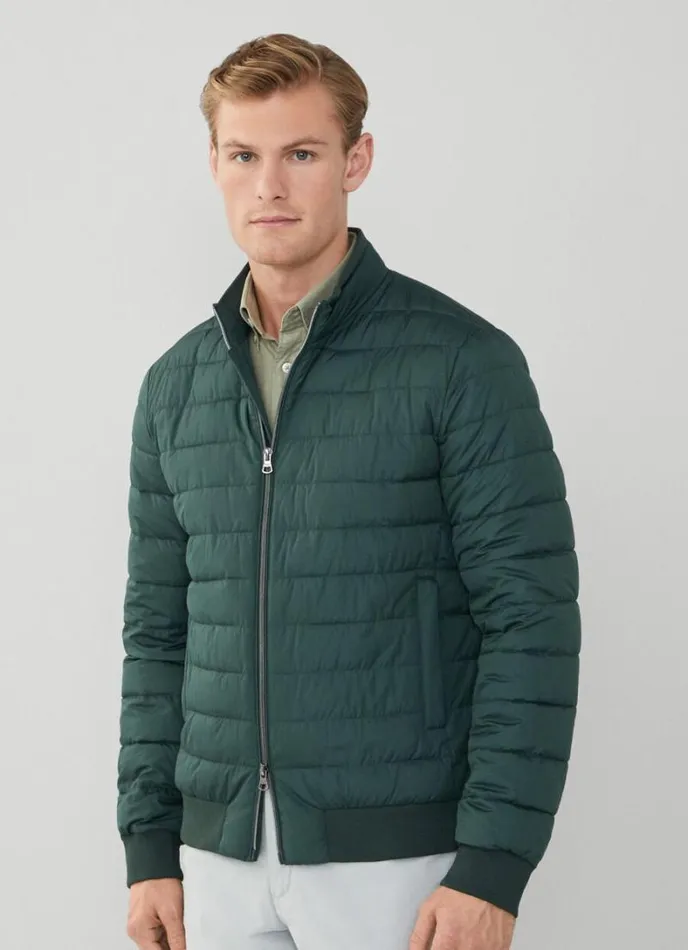 Men Padded Blouson Jacket Bottle Green Hackett London Coats and Jackets
